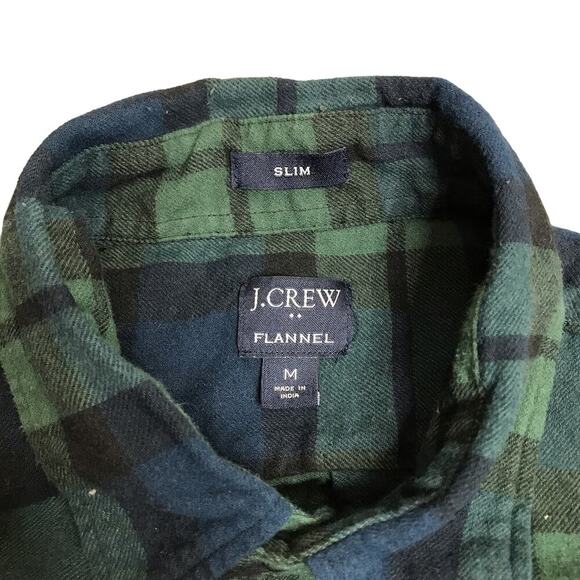 J.Crew Mens Green Slim Flannel Size: M - Picture 2 of 5